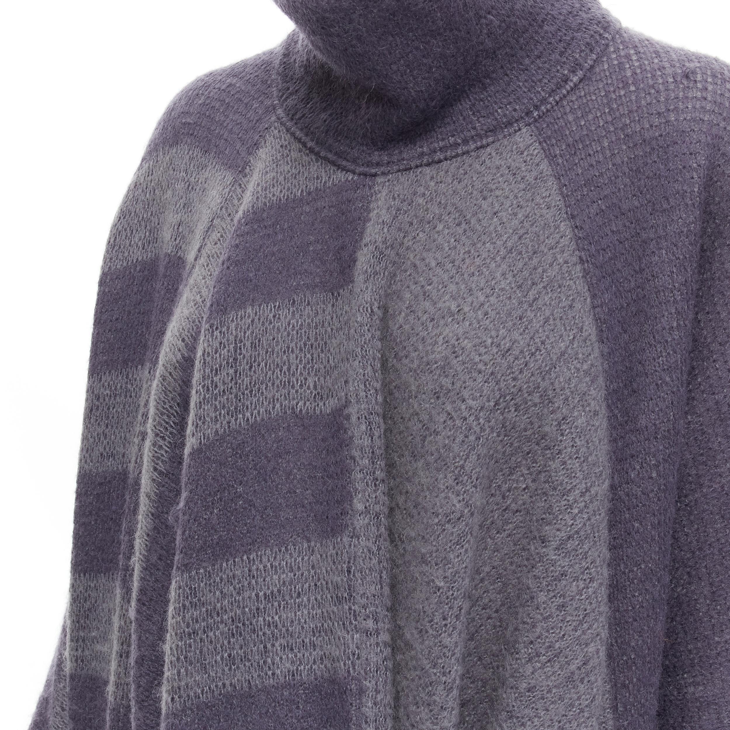 vintage ISSEY MIYAKE 1980s purple striped 3 sleeve draped turtleneck  sweater dre