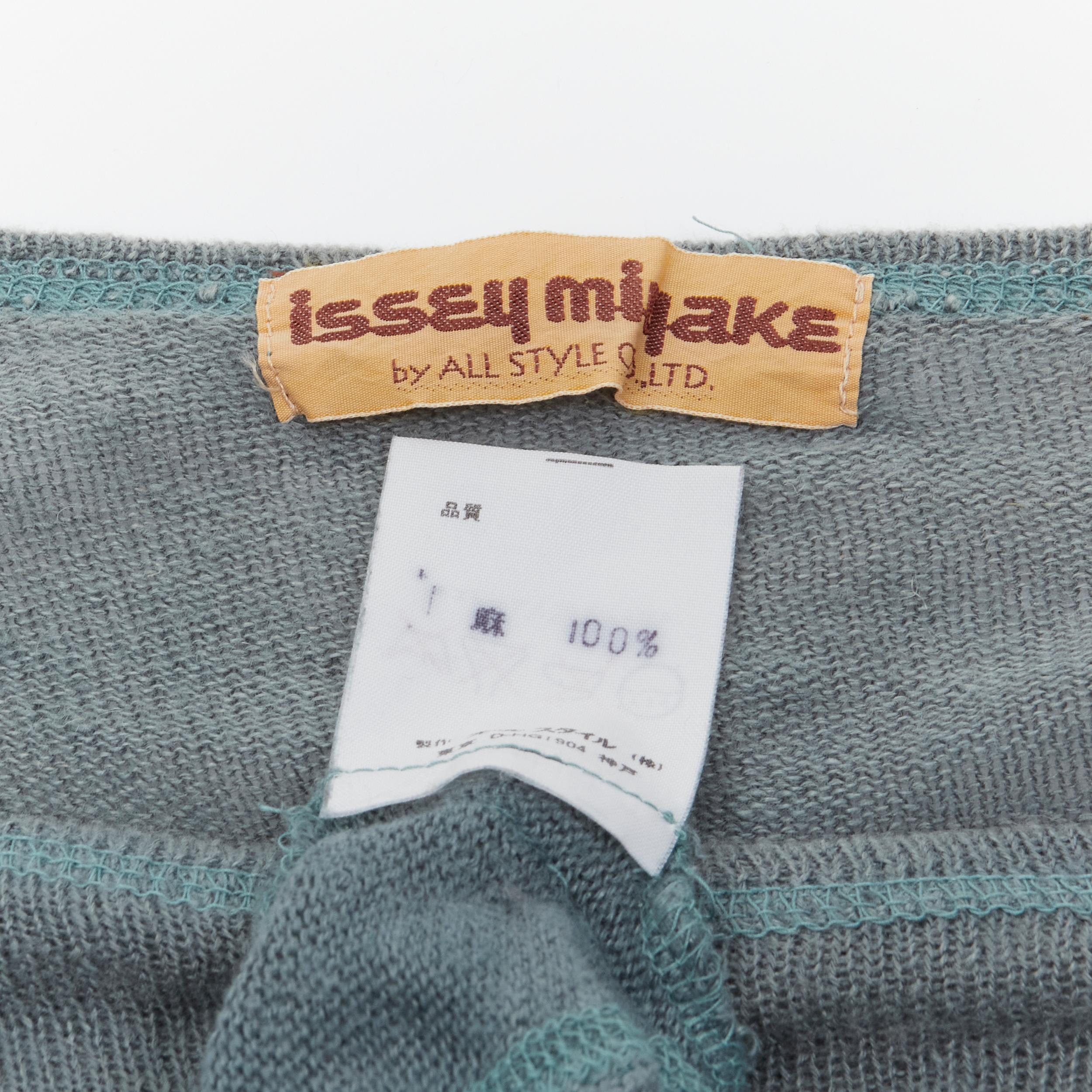 vintage ISSEY MIYAKE 1980s teal blue diagonal drawstring bias cut sweater M For Sale 5