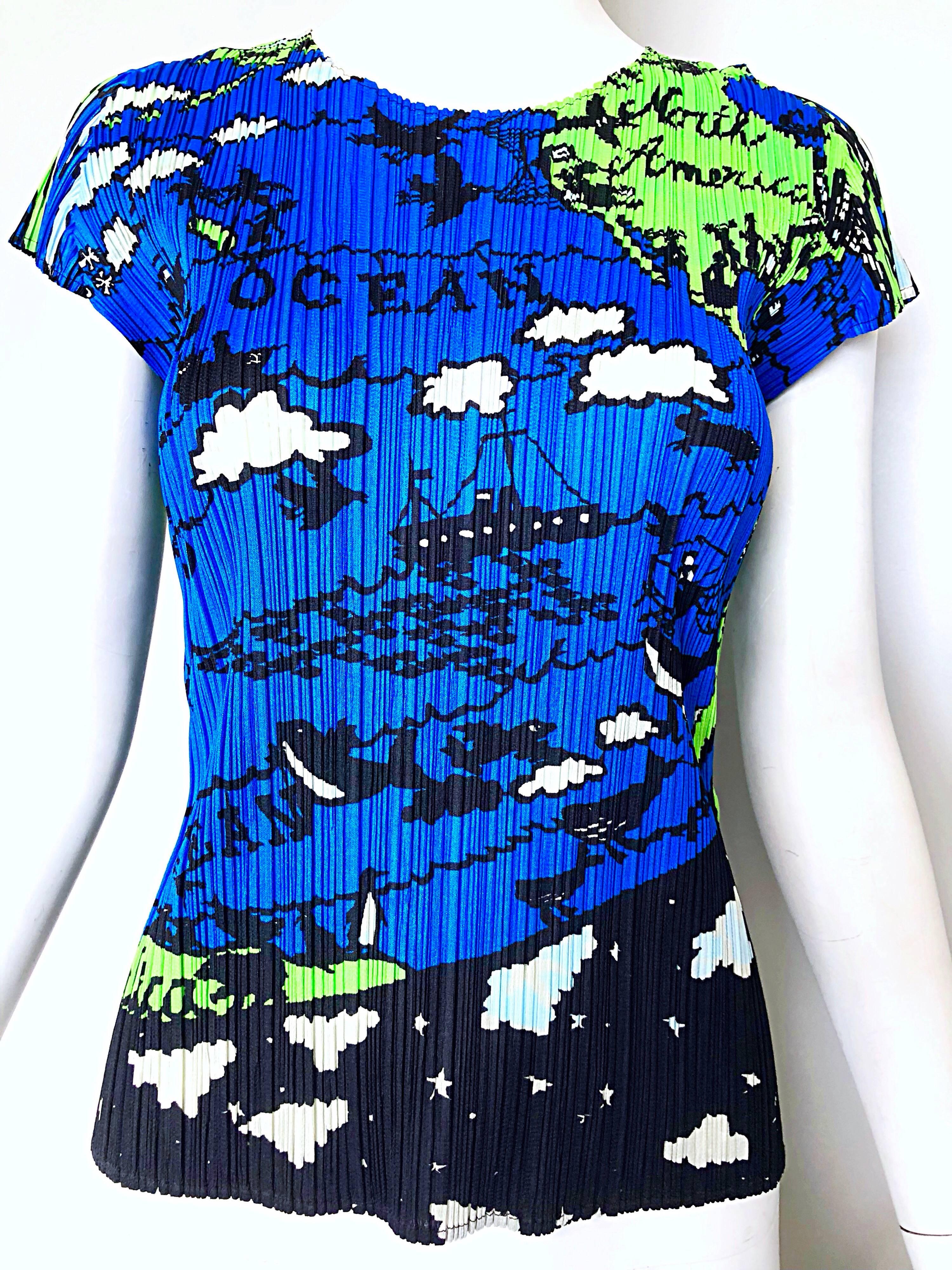 Vintage Issey Miyake 1990er Jahre Seltene ' Map of the World ' 90er Jahre Kurzarm-Bluse im Angebot 2