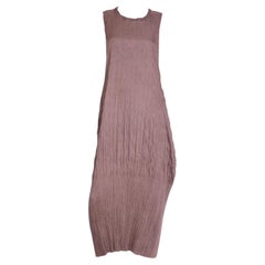 Used Issey Miyake Brown Crinkled Pleated Sleeveless Dress