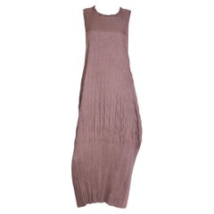 Retro Issey Miyake Brown Crinkled Pleated Sleeveless Dress