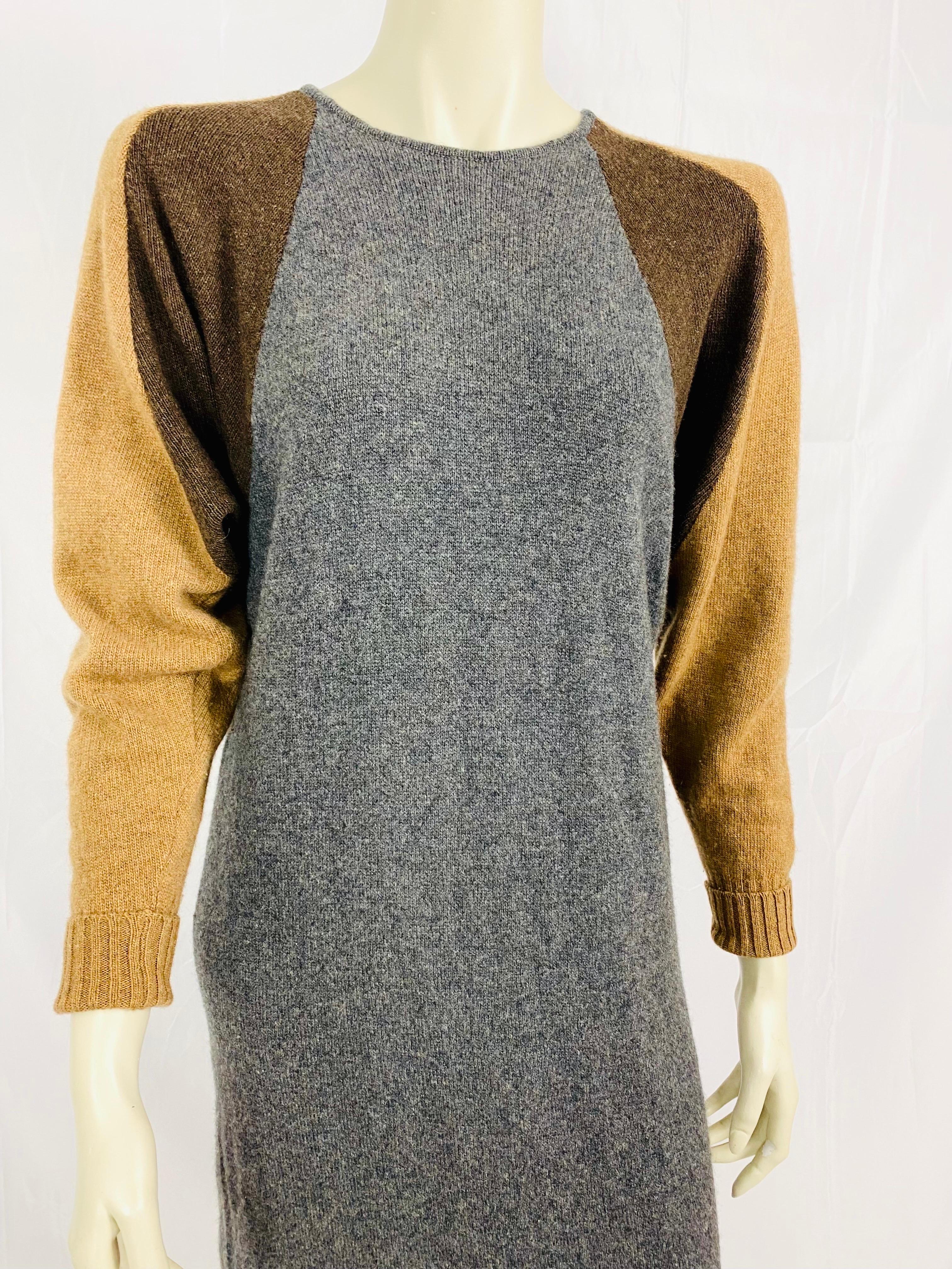 Black Vintage Issey Miyake cashmere sweater dress from 1980 For Sale