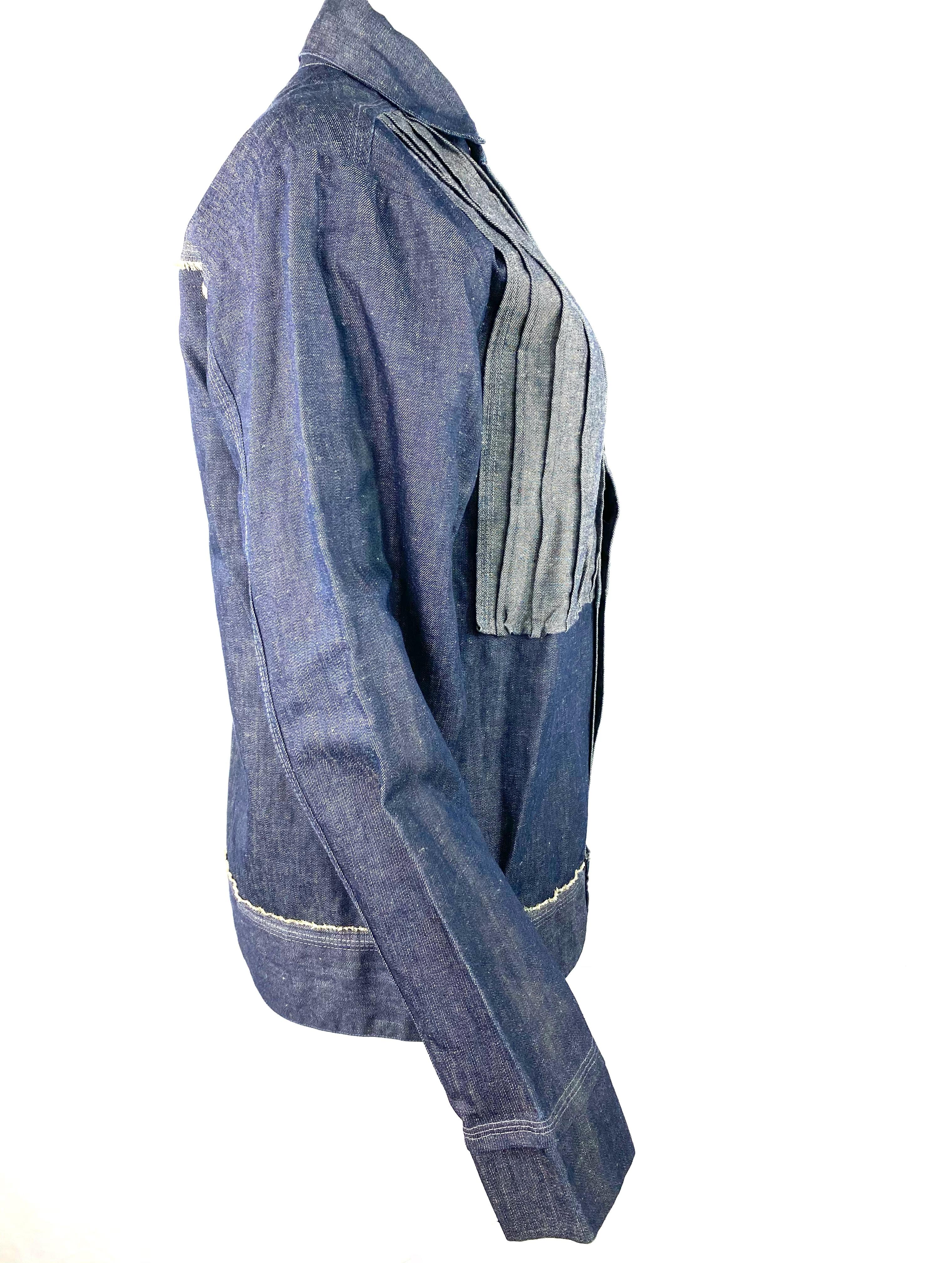 Gray Vintage Issey Miyake Denim Button Down Shirt Jacket