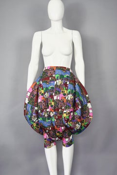 Vintage ISSEY MIYAKE Pop Art Print Pleats Please Structural Harem Jodhpur Pants