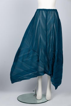 Vintage Issey Miyake Sheer Transformable Skirt / Cape / Poncho Peacock Blue