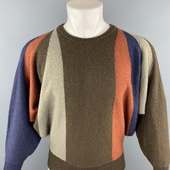 Vintage ISSEY MIYAKE Size S Multi-Color Color Block Wool Blend Crew-Neck Sweater