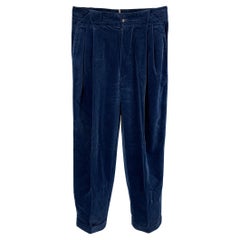 ISTANTE by GIANNI VERSACE Pantalon vintage en coton plissé bleu marine en rayonne taille 30