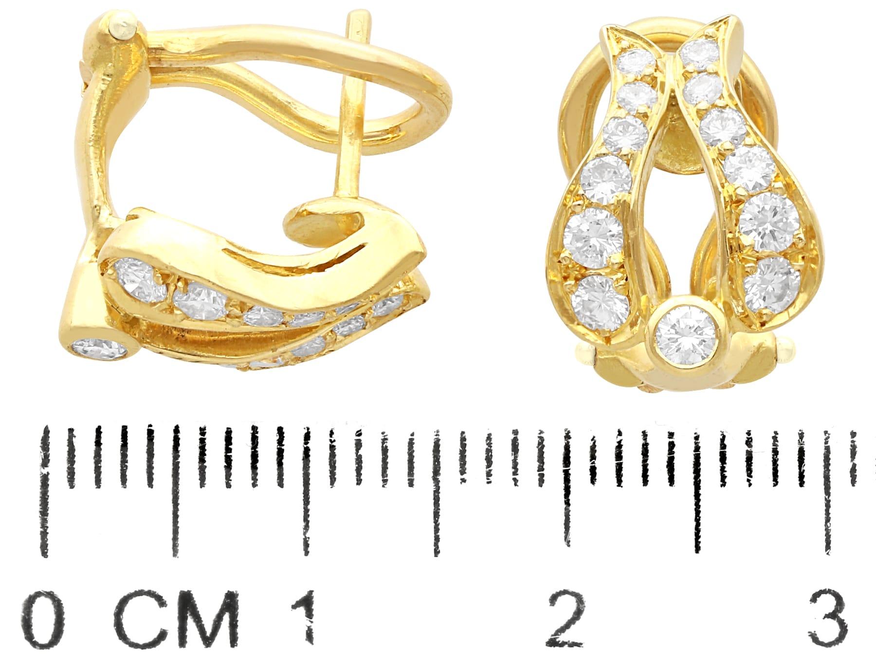 Vintage Italian 0.40 Carat Diamond and 18k Yellow Gold Earrings 1