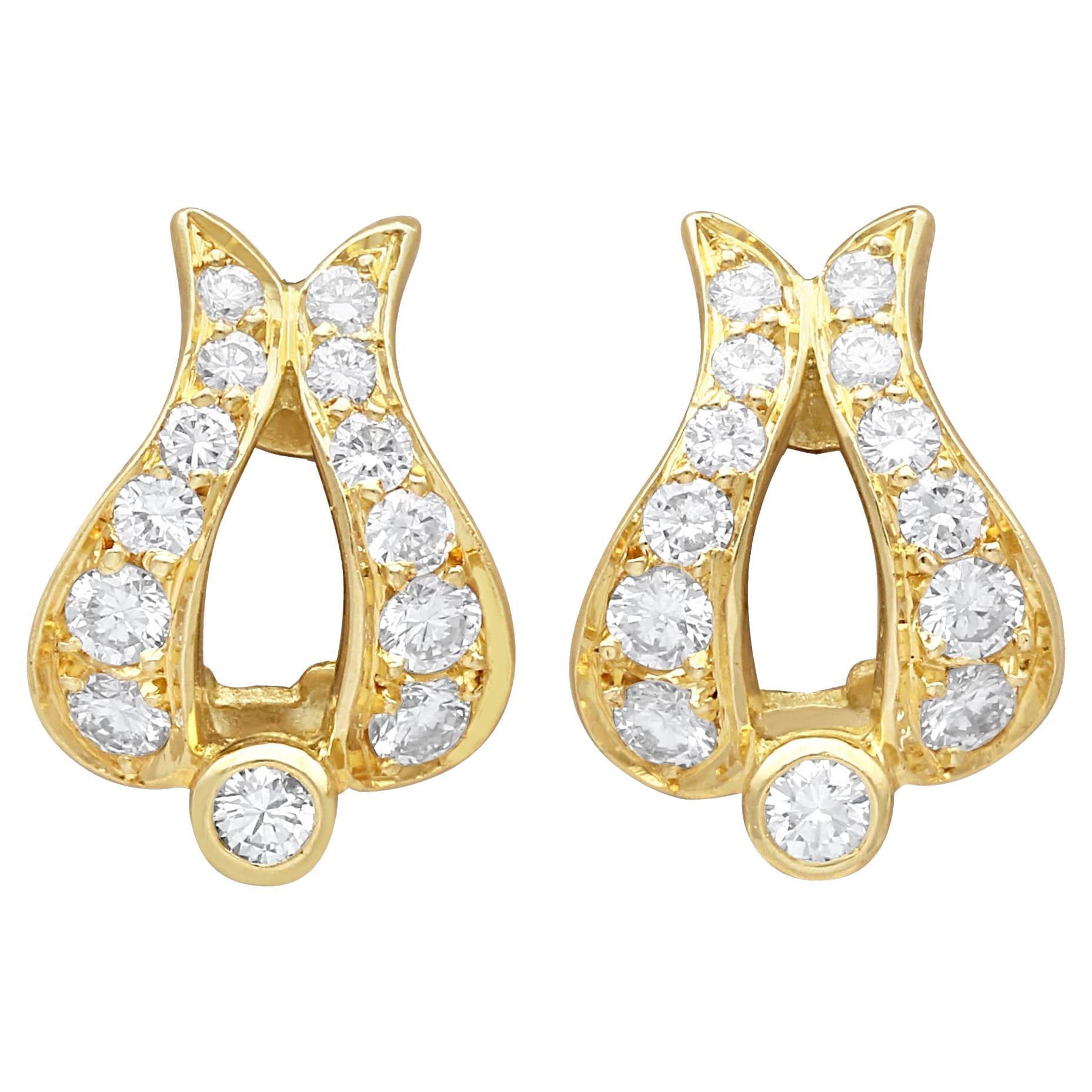 Vintage Italian 0.40 Carat Diamond and 18k Yellow Gold Earrings