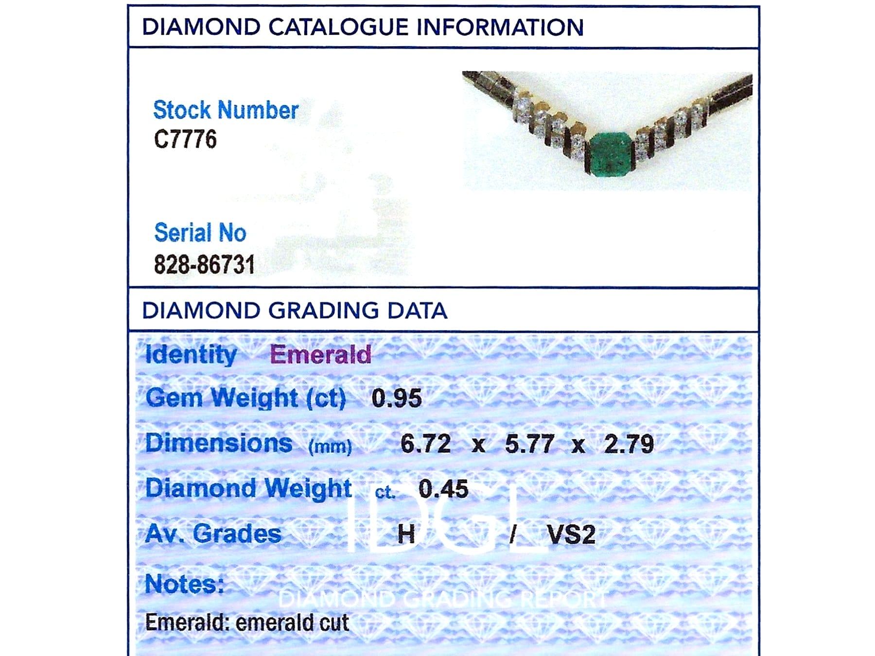 Vintage Italian 0.95ct Emerald and 0.45 ct Diamond, 14ct Yellow Gold Collarette  For Sale 2