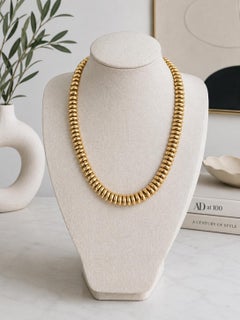 Vintage Italian 14 Karat Gold Tubogas Collar Necklace, Circa 1975
