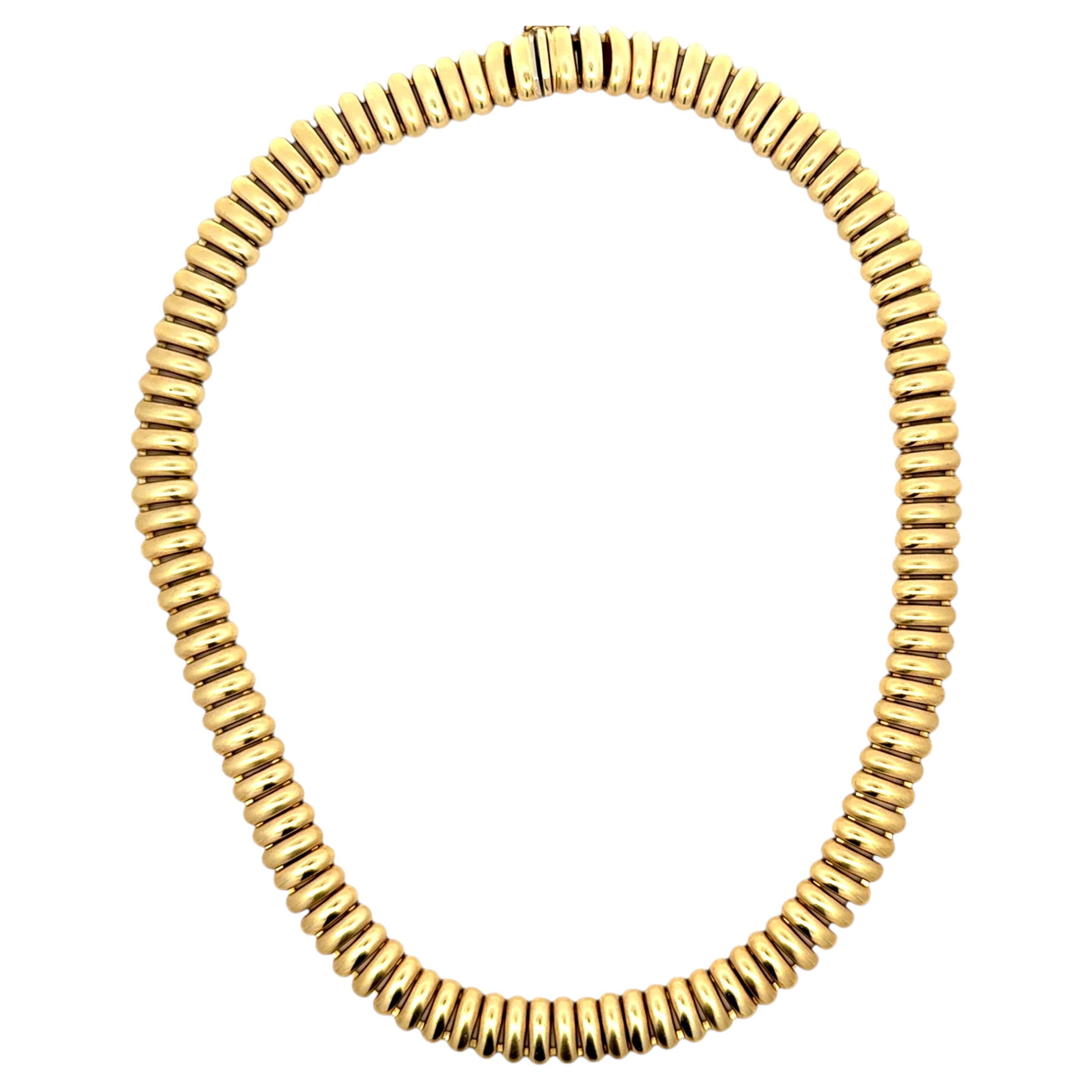 Collier vintage italien en or 14 carats de style « tubogas », CIRCA 1975