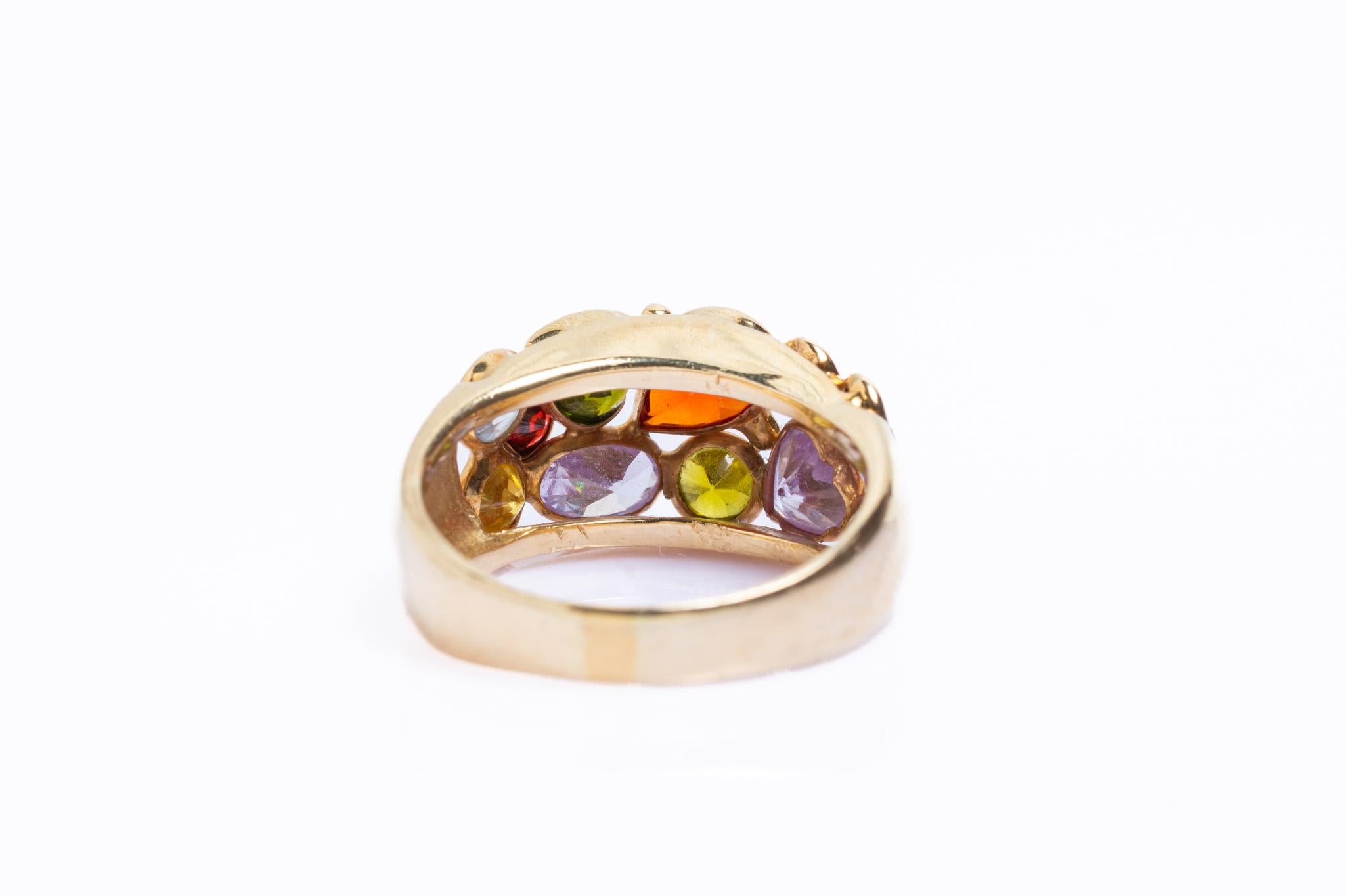 Anello Vintage By in oro 14 ct. con più pietre preziose In condizioni buone in vendita a Portland, England