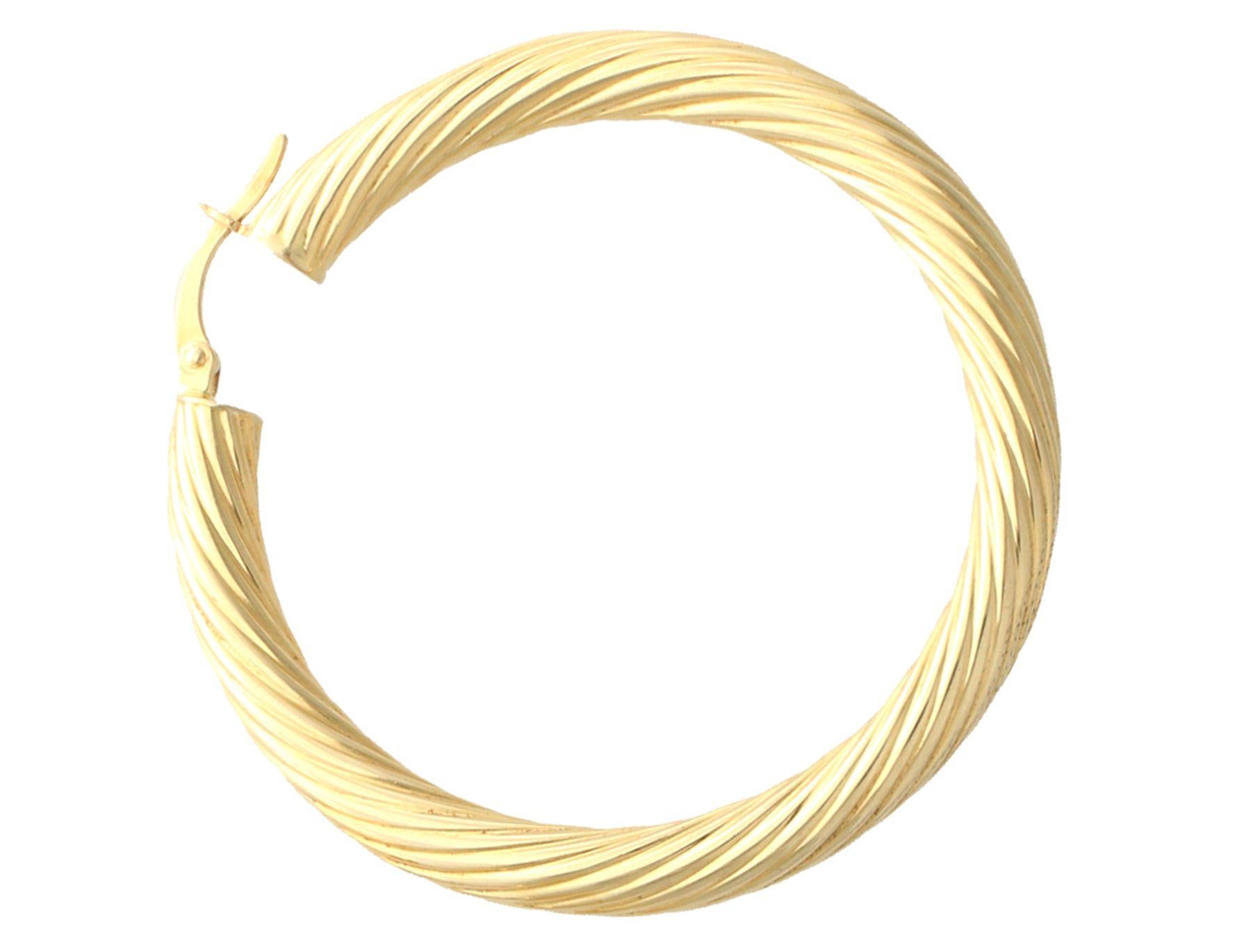 Italienische 14 Karat Gelbgold Creolen im Vintage-Stil für Damen oder Herren im Angebot