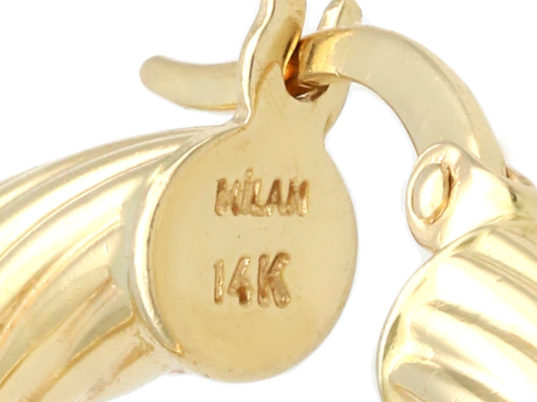 Women's or Men's Vintage Italian 14ct Yellow Gold Hoop Earrings For Sale