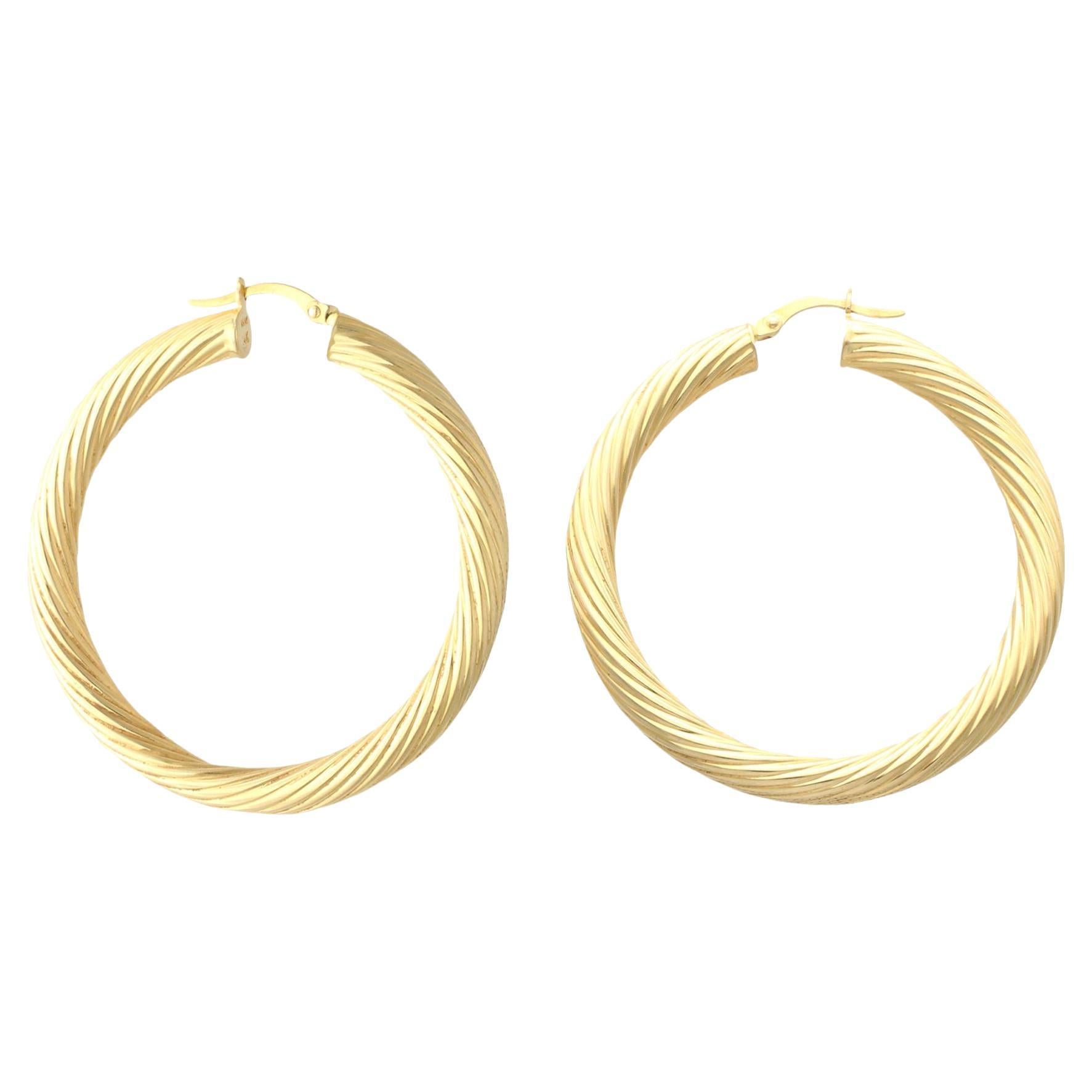 Italienische 14 Karat Gelbgold Creolen im Vintage-Stil