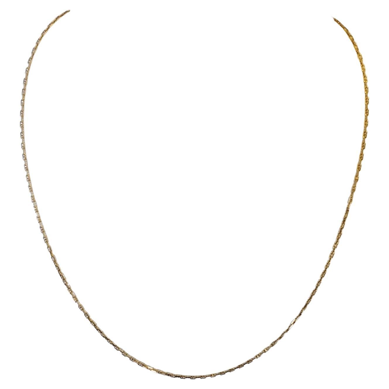 Vintage Italian 14k Chain Yellow Gold Stamped Link Necklace Minimalistic For Sale