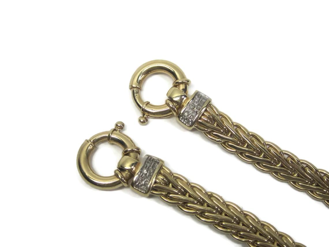 Round Cut Vintage Italian 14K Diamond Bracelet For Sale