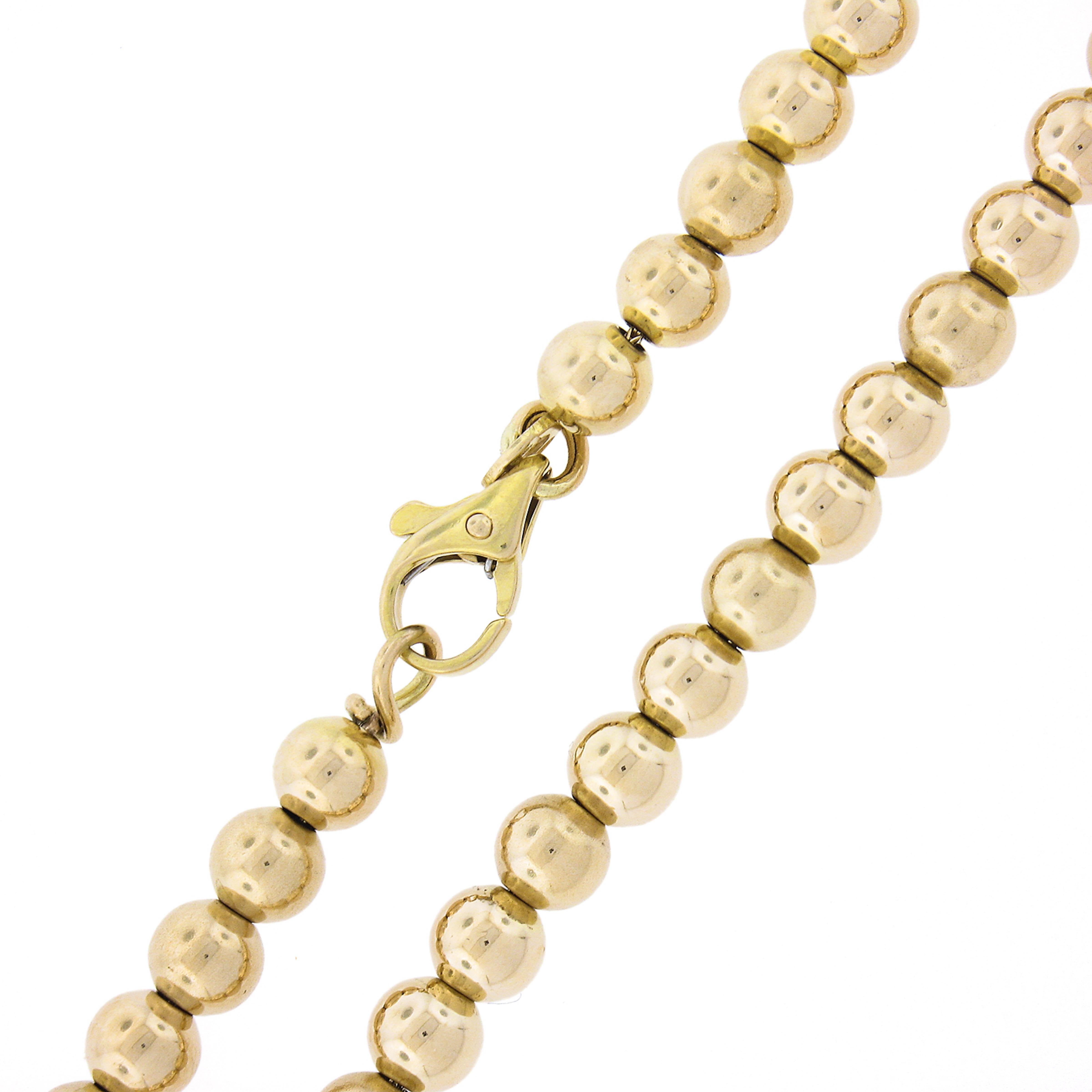 Italienische 14k Gold Gliederkette mit runder Perlenkugel auf Weizengliederkette, 31