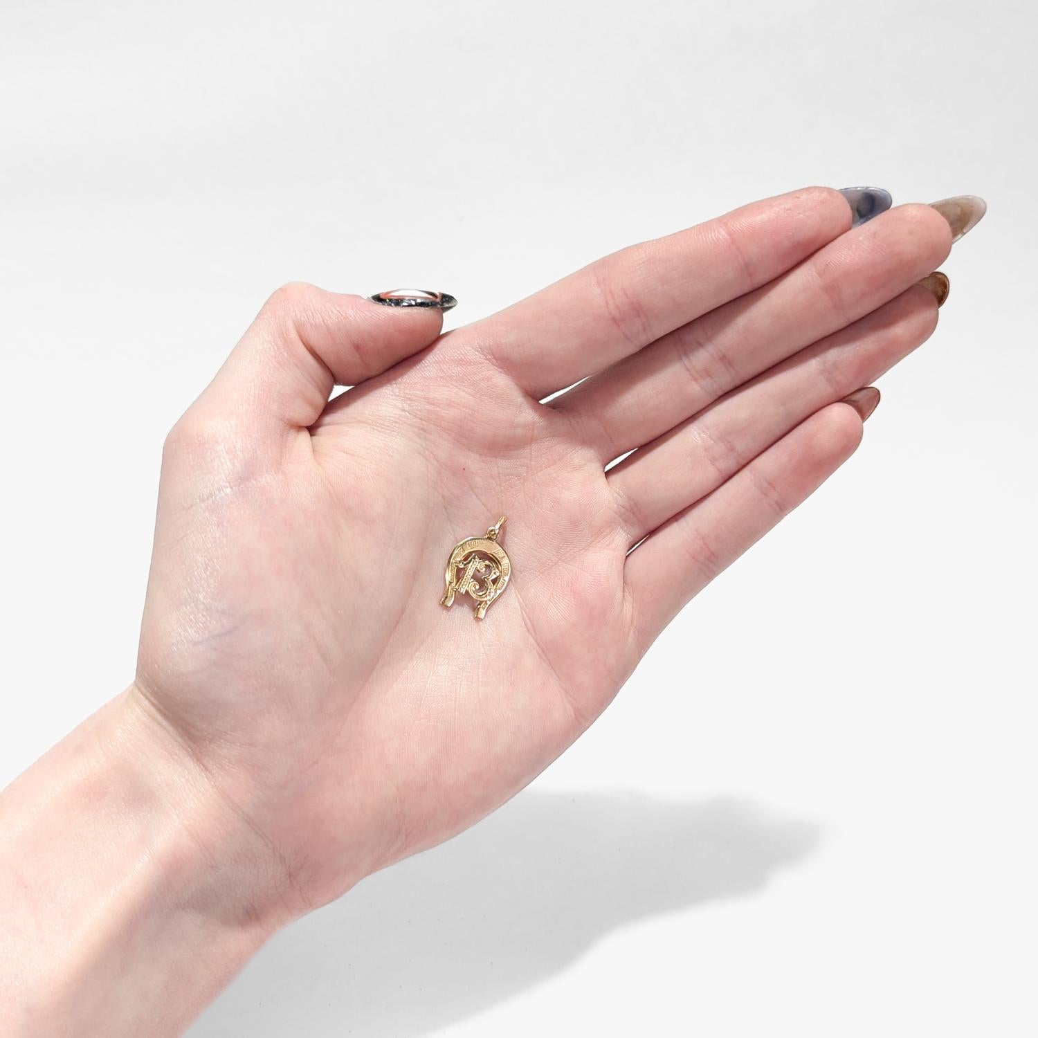 Retro Vintage Italian 14K Gold 'Good Luck' Charm or Pendant For Sale