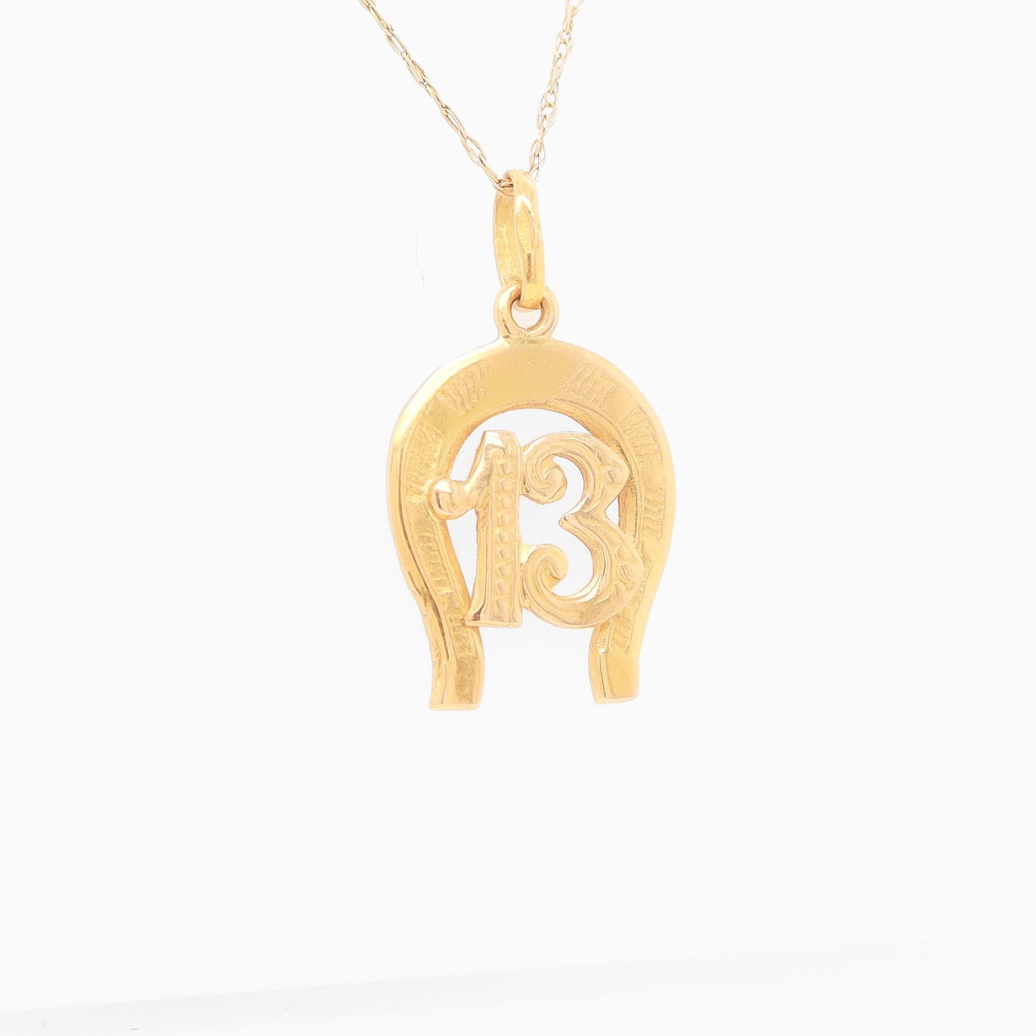 Women's or Men's Vintage Italian 14K Gold 'Good Luck' Charm or Pendant For Sale
