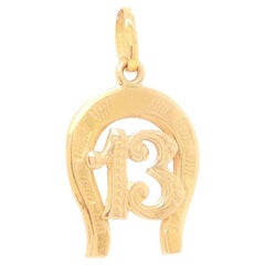 Ciondolo o Charm "Buona Fortuna" in oro 14K d'epoca