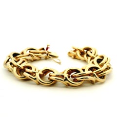 Vintage Italian 14K Gold Heavy Interlocking Link Bracelet, 92 Grams