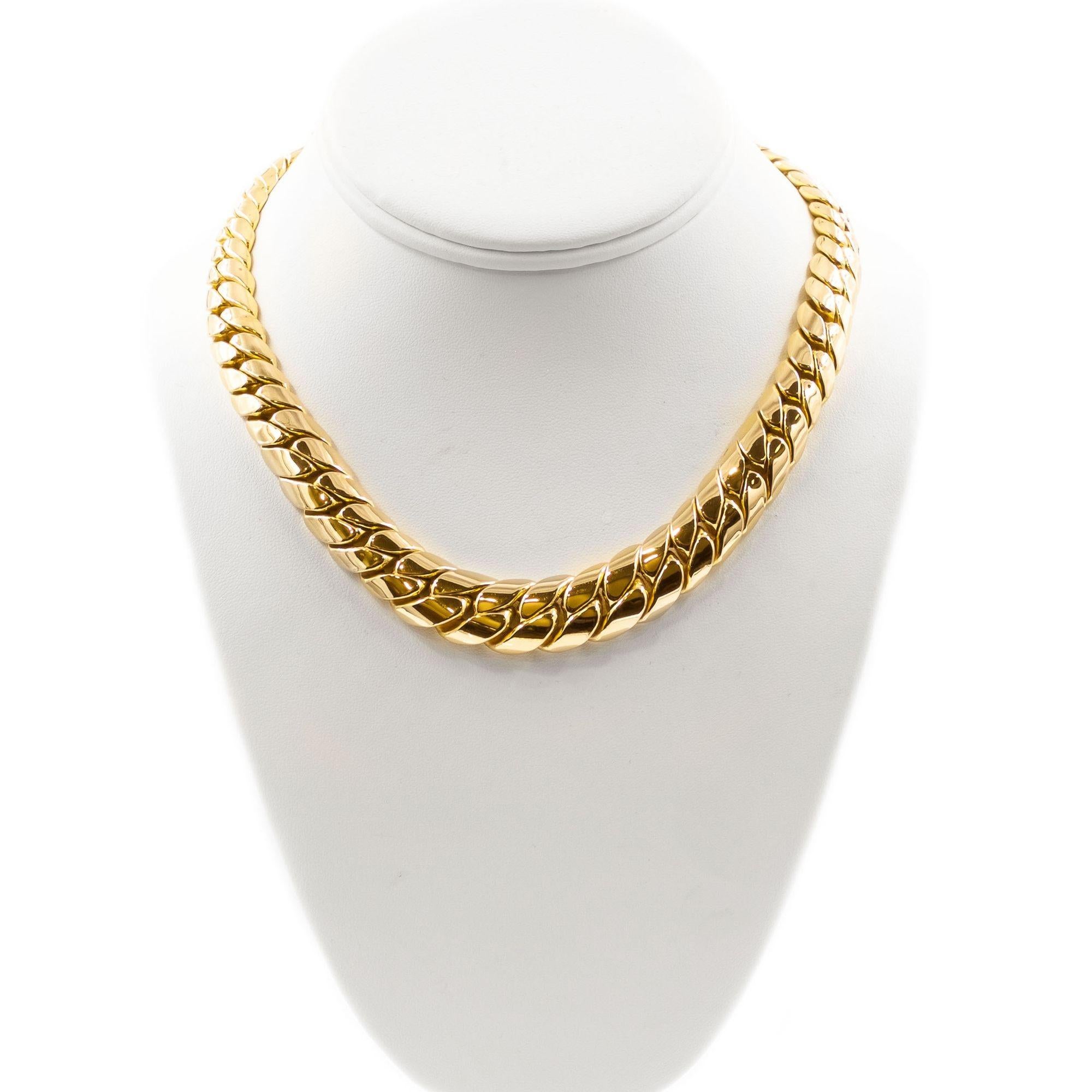Vintage Italian 14k Gold Herringbone Graduated Chain Link Necklace 8