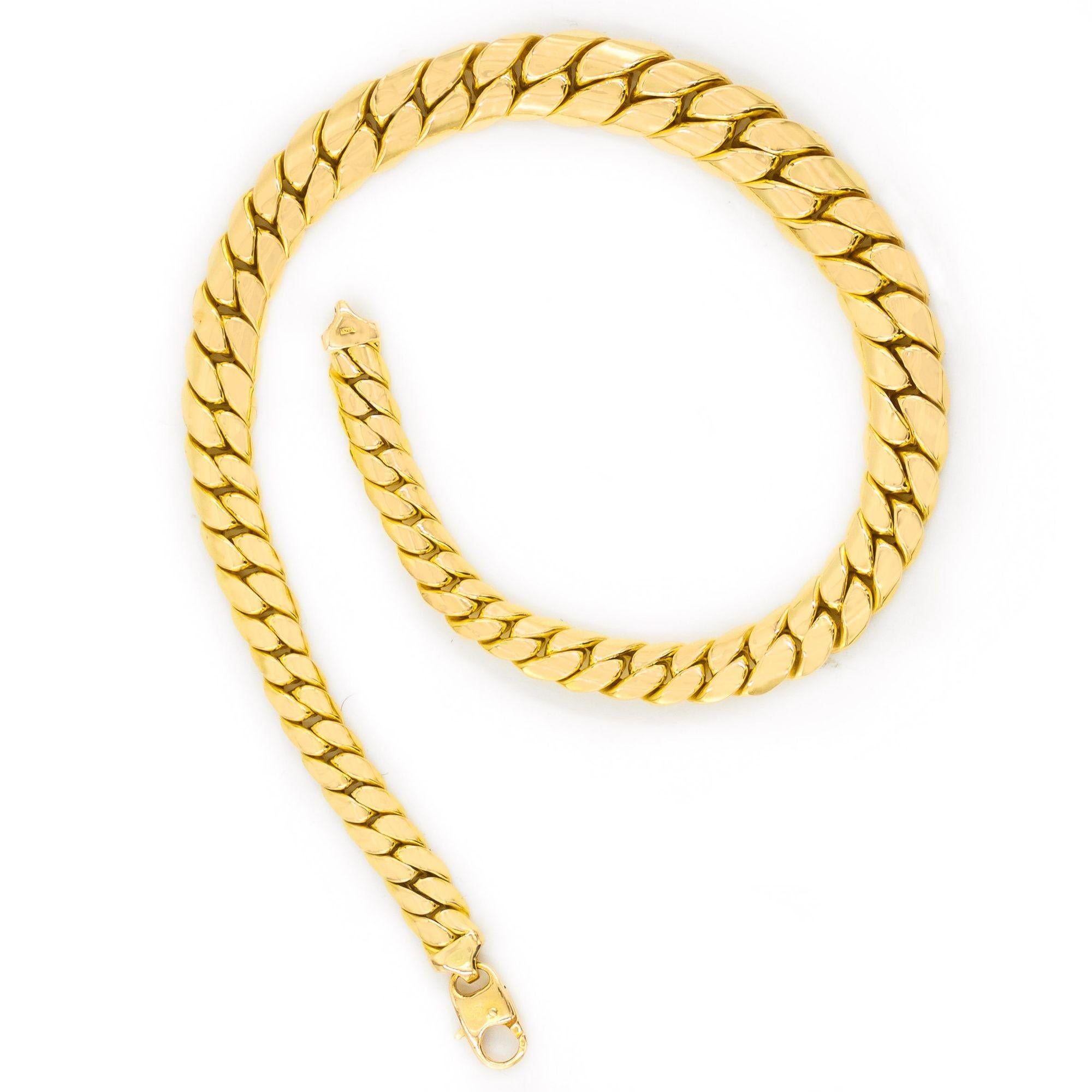 Vintage Italian 14k Gold Herringbone Graduated Chain Link Necklace 9