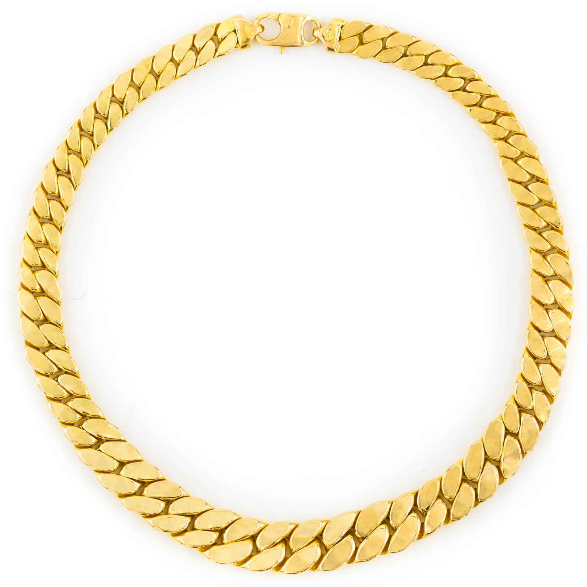 Vintage Italian 14k Gold Herringbone Graduated Chain Link Necklace In Good Condition In Shippensburg, PA