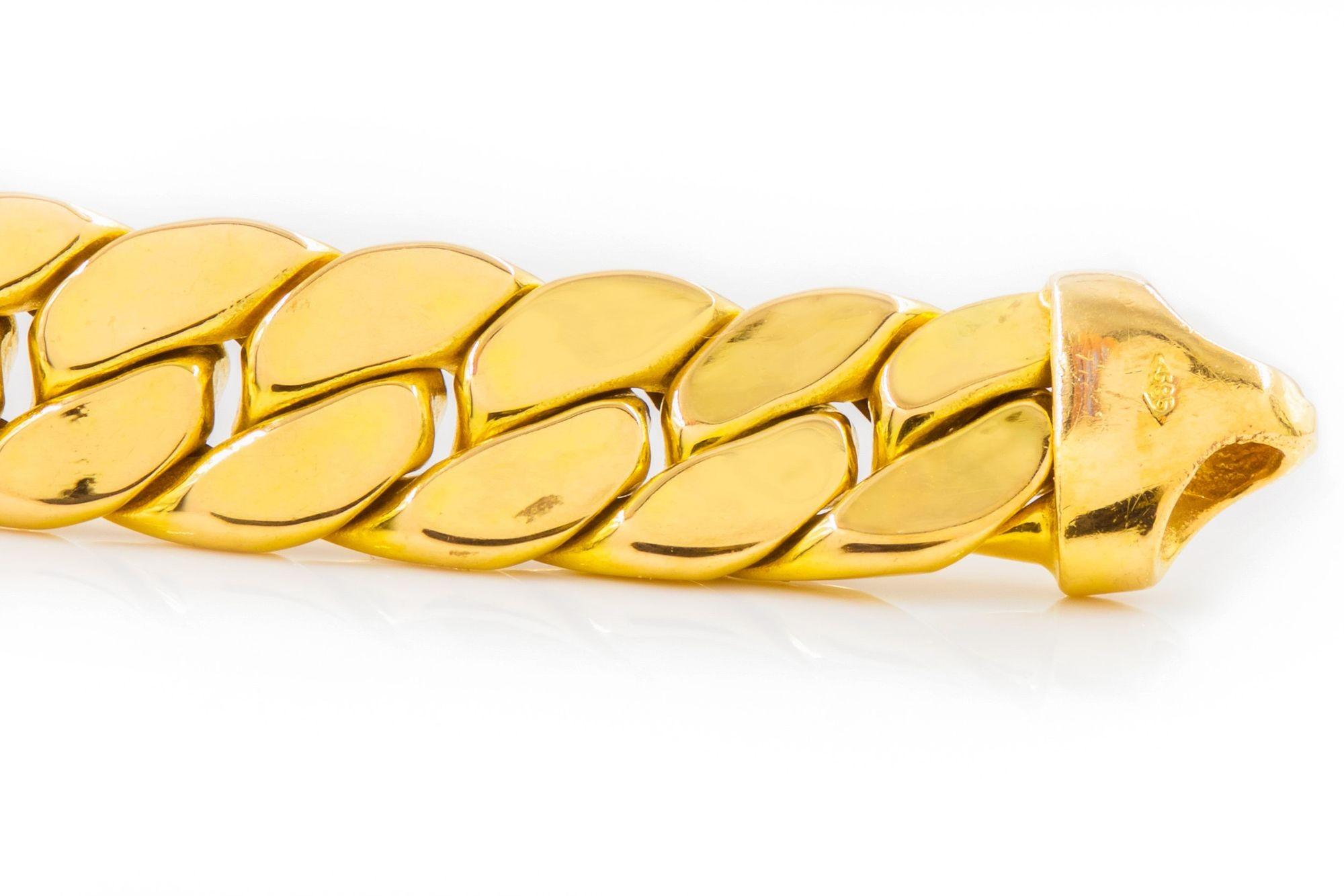 Vintage Italian 14k Gold Herringbone Graduated Chain Link Necklace 3