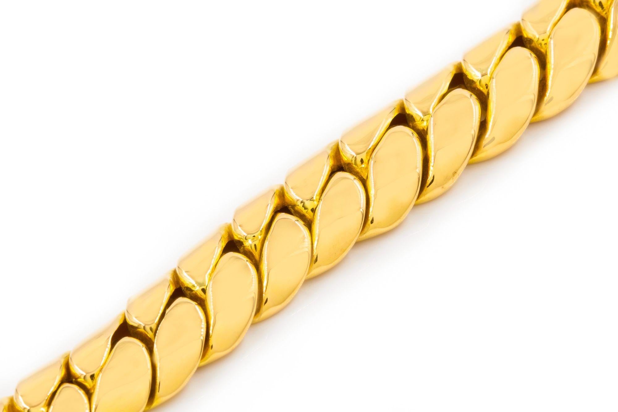 Vintage Italian 14k Gold Herringbone Graduated Chain Link Necklace 4