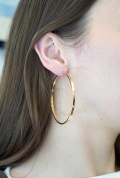 Vintage Italian 14k Gold Hoop Earrings, Late 20th Century