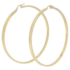 Pendientes de aro vintage italianos de oro de 14 quilates, finales del siglo XX