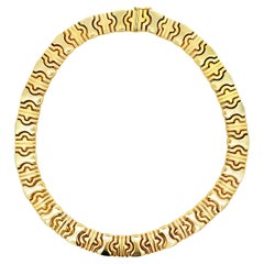Vintage Italian 14K Gold Sculptural Modernist Link Necklace, Heavy 62 Grams