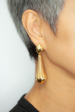 Vintage Italian 14K Gold Teardrop Dangle Earrings