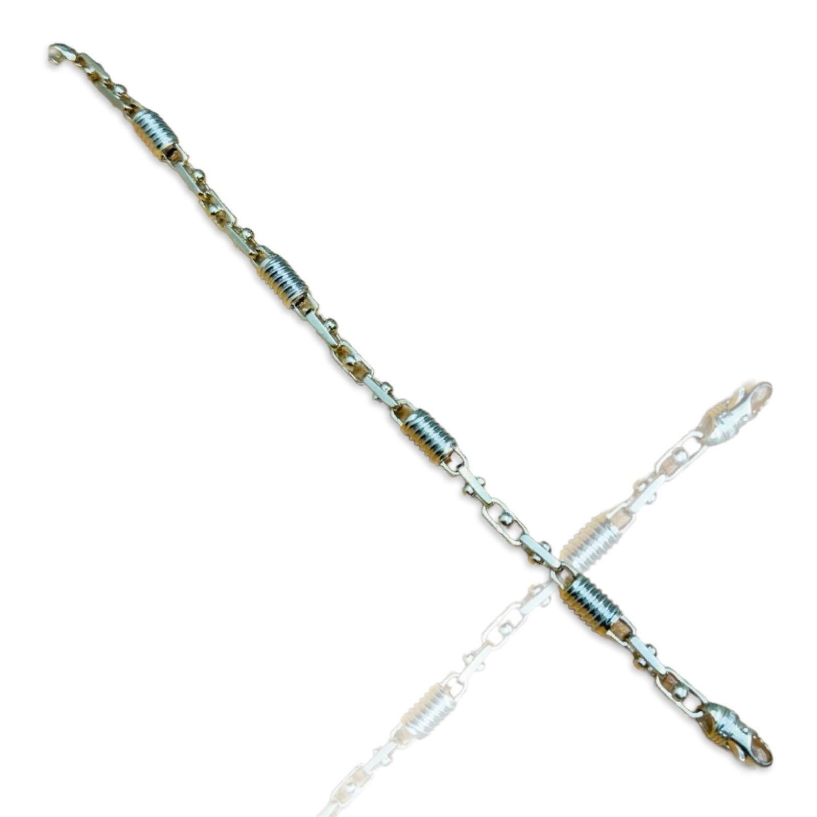 Vintage Italian 14K Gold Two-Tone Men’s 8mm Bracelet Fancy High-End Design For Sale 6