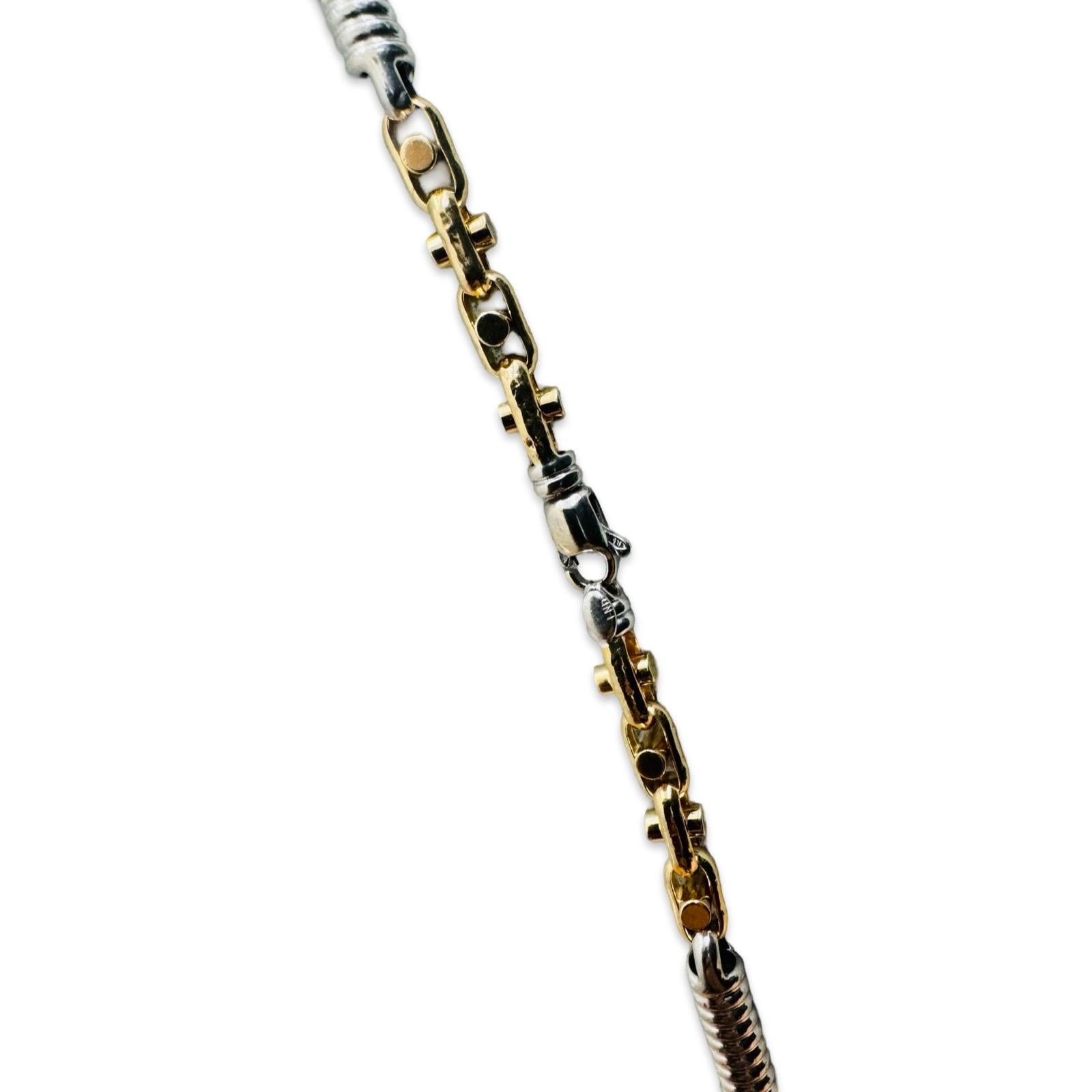 Uomo Catena d'epoca in oro 14K bicolore da uomo di lusso da 5,65 mm Design di alta gamma in vendita