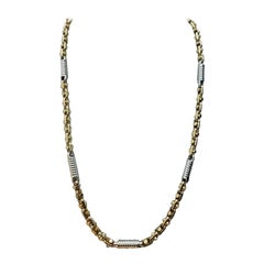 Vintage Italian 14K Gold Two-Tone Men's Fancy 5.65mm Chain High-End Design
