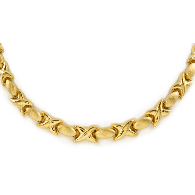 Vintage Italian 14K Gold "X and O" Necklace For Sale at 1stDibs x and