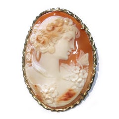 Vintage Italian 14 Karat Shell Cameo Brooch/Pendant