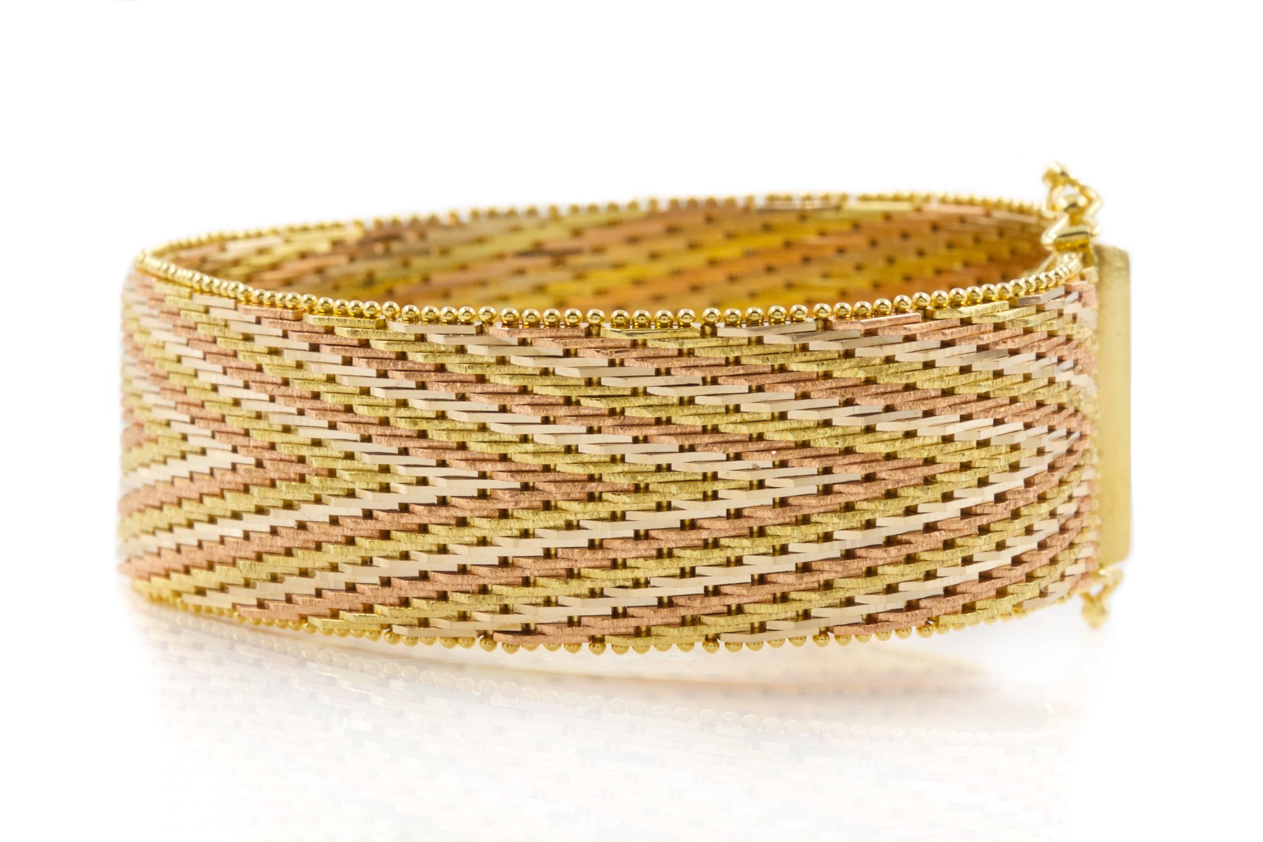 tri color gold braided bracelet