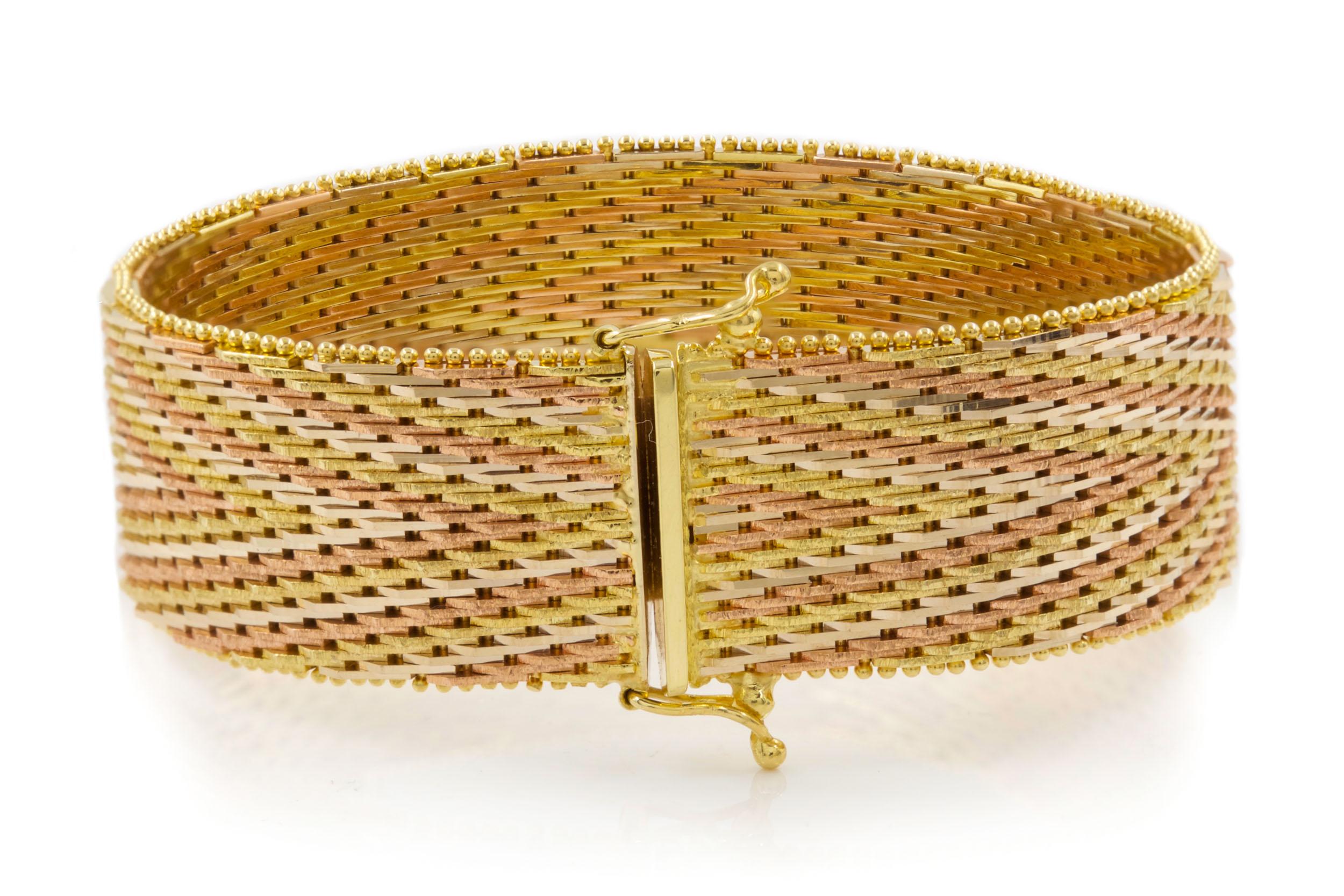 tri color gold braided bracelet