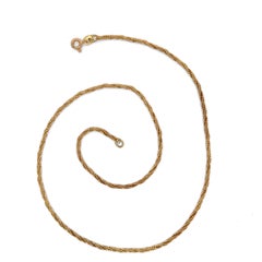 Vintage Italian 14k Yellow Gold 15.5" Rope Link Chain w/ Spring Ring Clasp