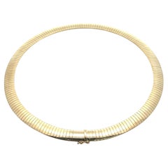 Vintage Italian 14k Yellow Gold 16" Flexible 8.1mm Omega Link Chain Necklace