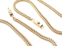 Vintage Italian 14k Yellow Gold 24" Squared Wheat Franco Link Chain Necklace