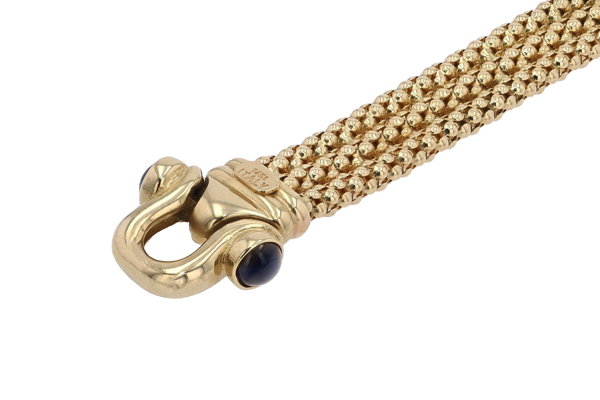 Taille cabochon Bracelet italien vintage en or jaune 14 carats en vente