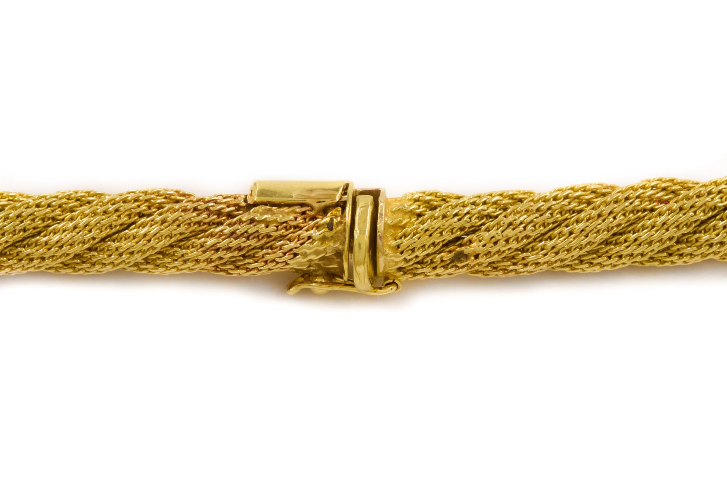 Vintage Italian 14k Yellow Gold Mesh Choker Necklace For Sale 1
