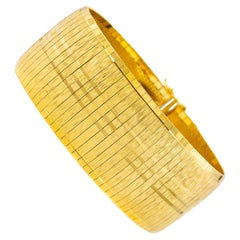Vintage Italian 14k Yellow Gold Textured Bracelet, 7 1/2” wearable length