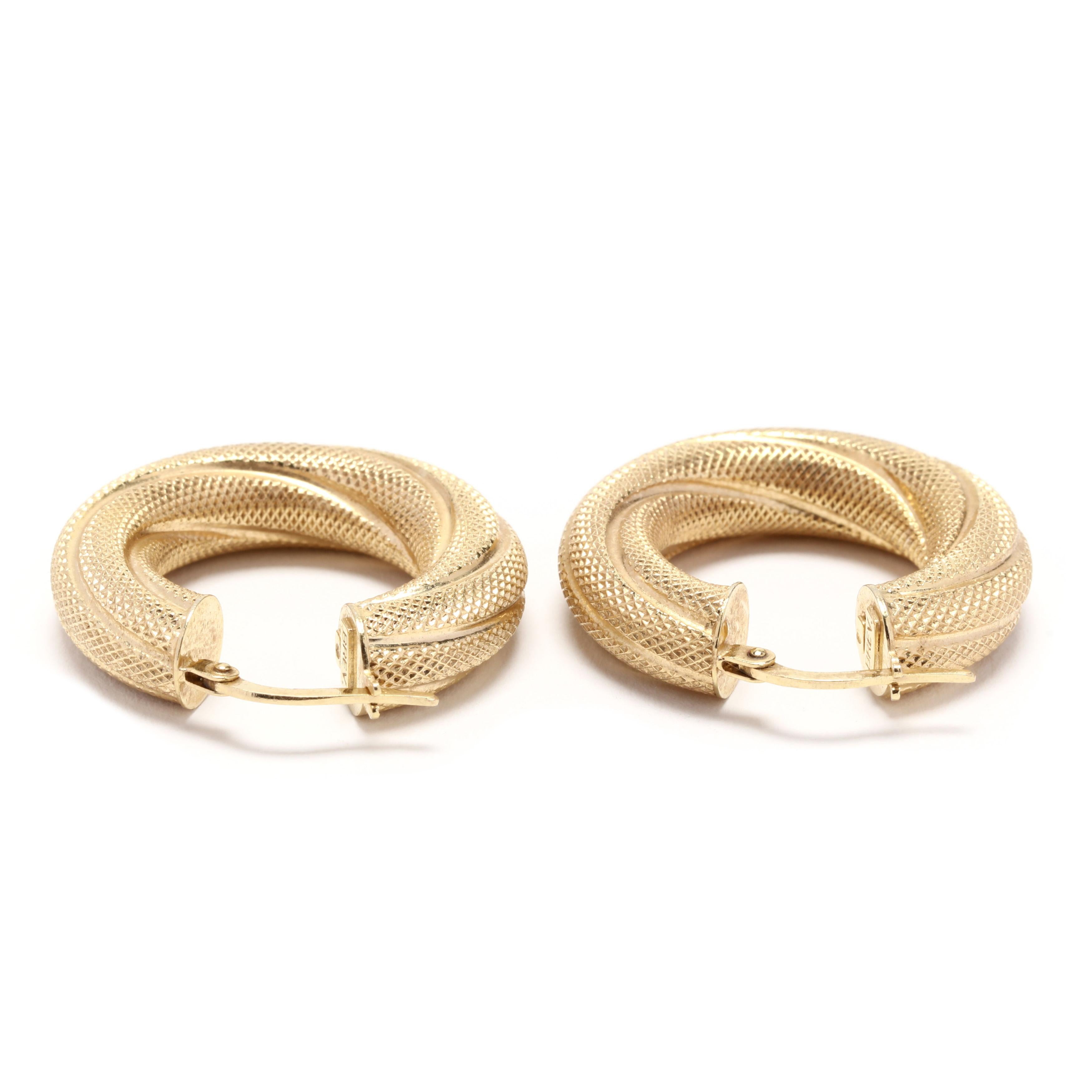 Italienische 14 Karat Gold texturierte Kabel-Röhren-Reifen 1